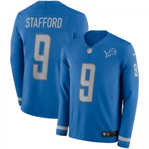 Men's Matthew Stafford Blue Therma Long Sleeve Player Limited Team Jersey