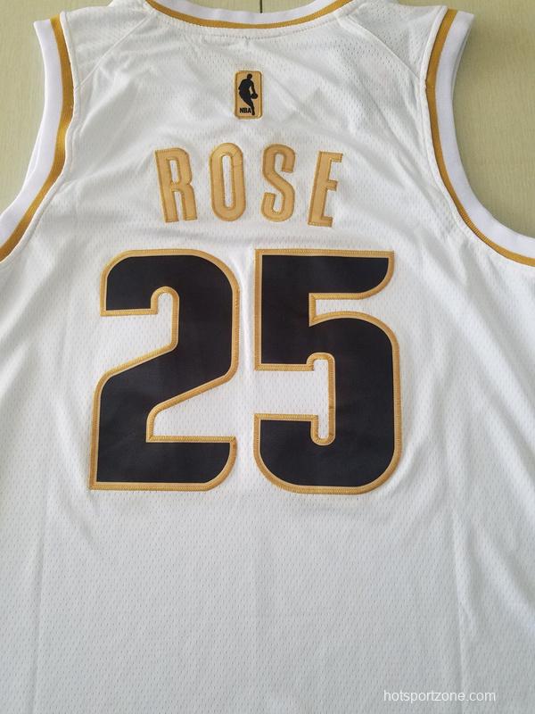 Derrick Rose 25 White Golden Edition Jersey