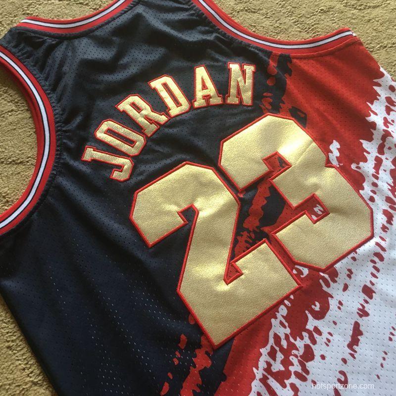 Men's Michael Jordan Black And White Retro Classic Team Jersey