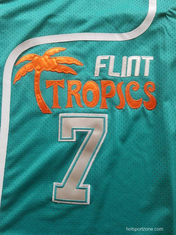 Flint Tropics 7 Coffee Black Basketball Jersey Semi Pro Team New