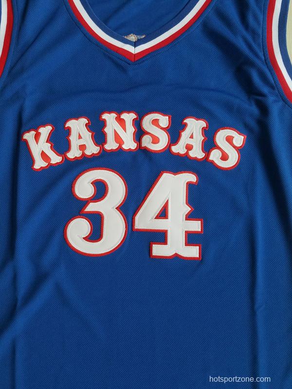 Paul Pierce 34 Kansas College Blue Basketball Jersey