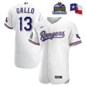 Men's Joey Gallo White Home 2020 Authentic Inaugural Season and Flag Patch Player Team Jersey