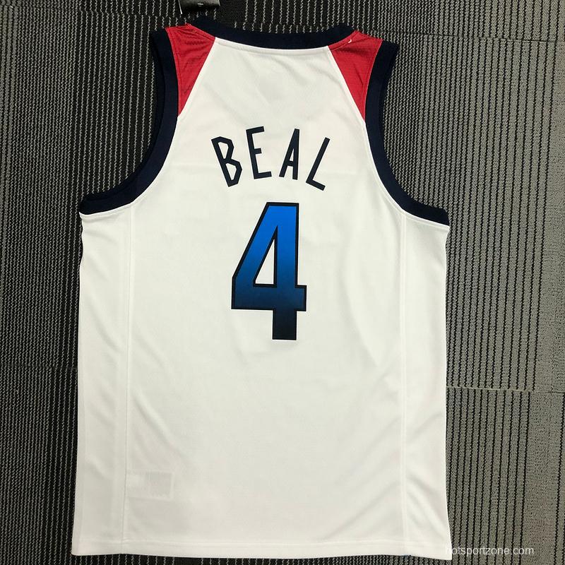 Thai Version Men's Bradley Beal White USA Basketball Player Jersey