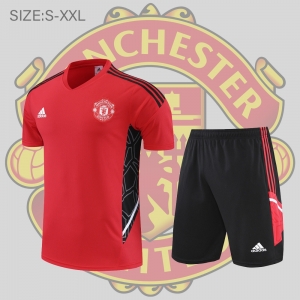 22/23 Manchester United Training Suit Short Sleeve Kit Red