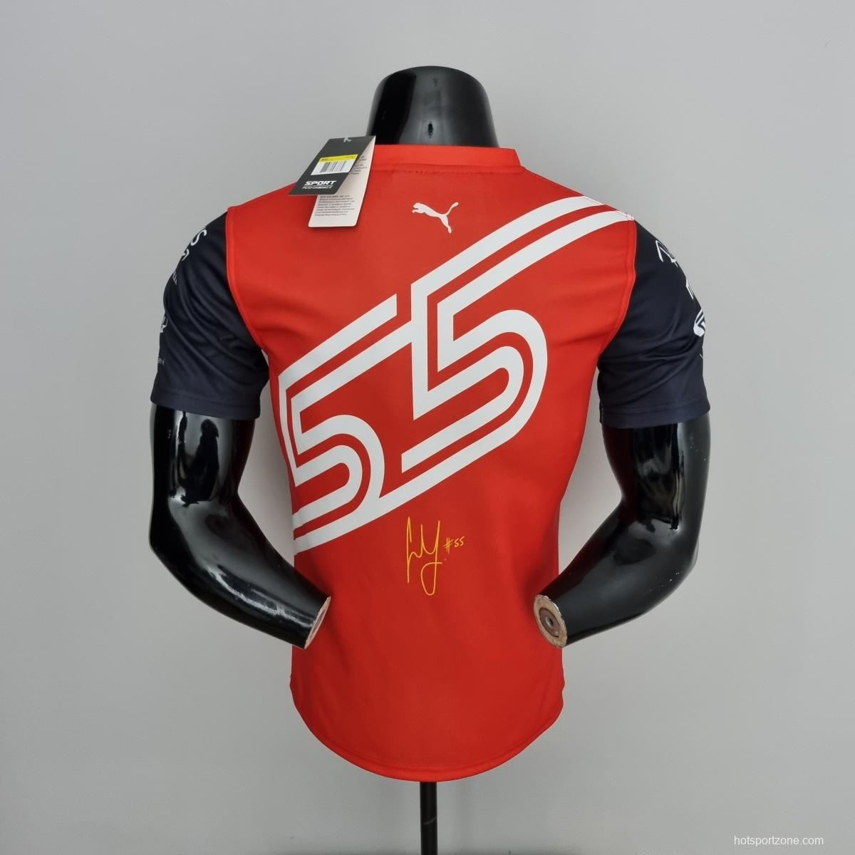 2022 F1 Formula One; Ferrari racing suit crew neck red 55