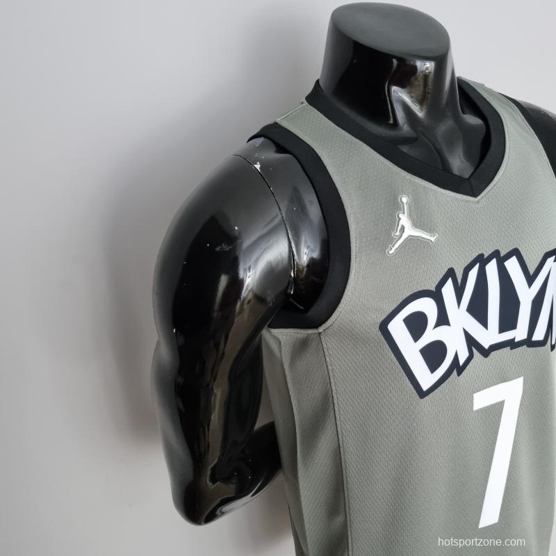 75th Anniversary Durant #7 Brooklyn Nets City Edition Gray NBA Jersey