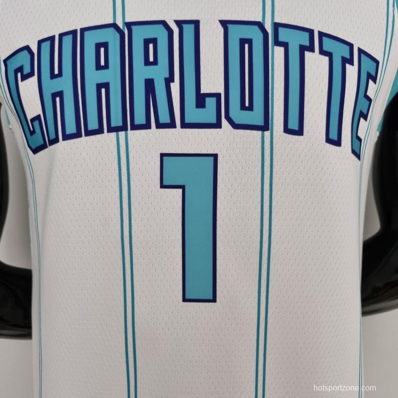 75th Anniversary BALL #1 Charlotte Hornets White NBA Jersey