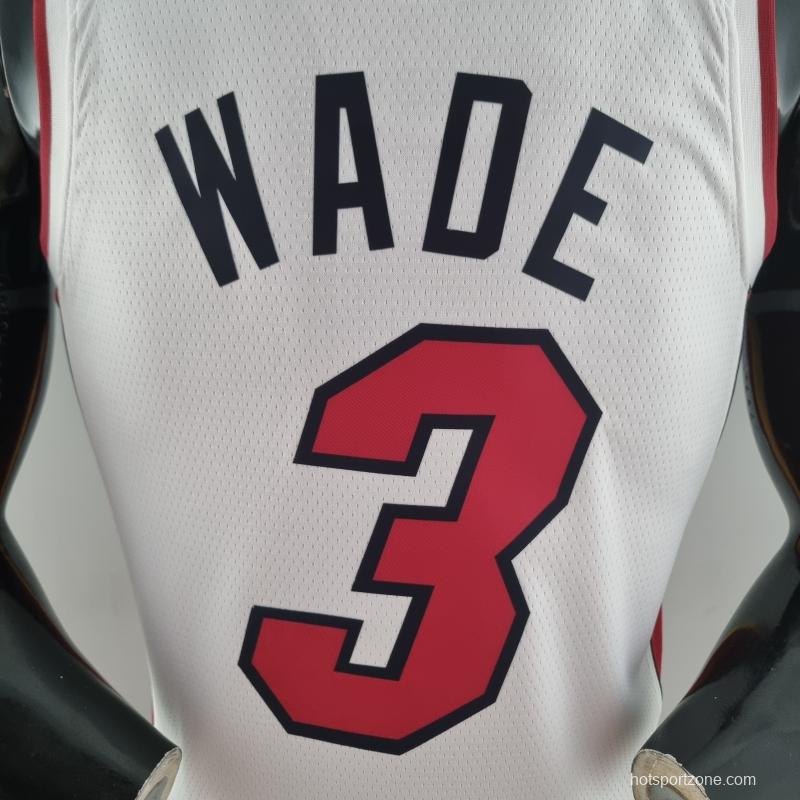 75th Anniversary Miami Heat WADE #3 White NBA Jersey