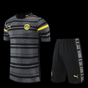 22/23 Dortmund Black Grey Short Sleeve Training Jersey: