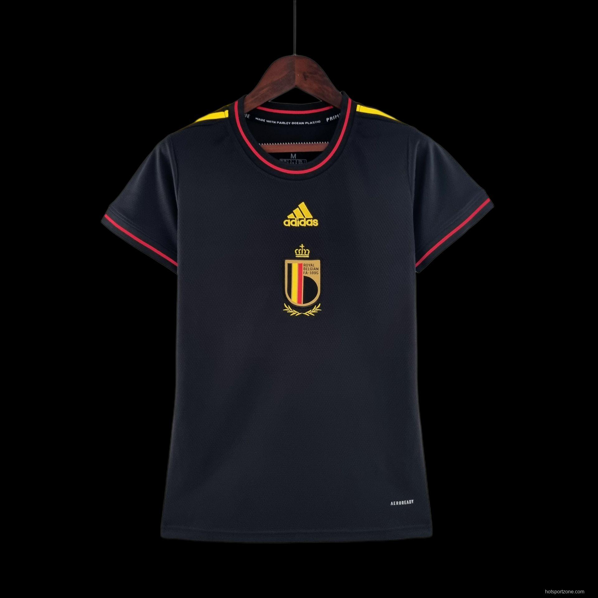 2022 Women Belgium Black Soccer Jersey