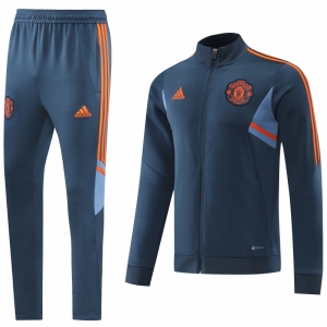 22/23 Manchester United Blue Grey Full Zipper Jacket+Long Pants