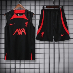 22/23 Liverpool Black Pre-match Training Jersey Vest+Shorts