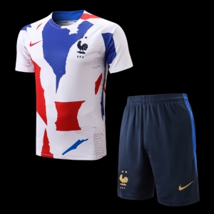 2223 France Full Body Inkjet White Training Jersey +Shorts