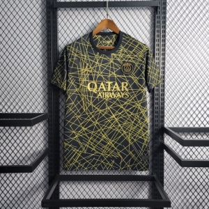 22/23 PSG Training Jersey Black And Gold Line Jersey
