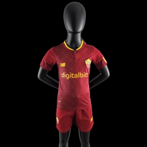 22/23 AS Roma Kids Kit Home Size 16-28 Soccer Jersey