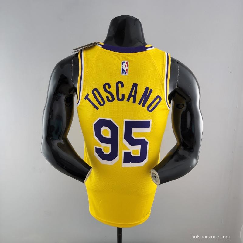 75th Anniversary TOSCANO #95 Los Angeles Lakers Yellow NBA Jersey