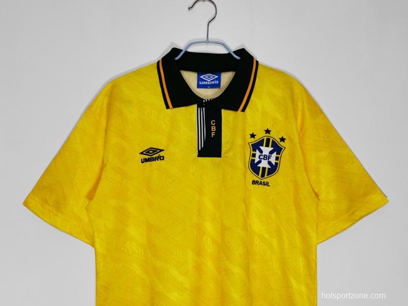 Retro 1991/93 Brazil Home Soccer Jersey