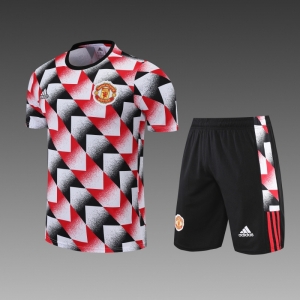22/23 Manchester United Red/Black Grid Jersey +Shorts