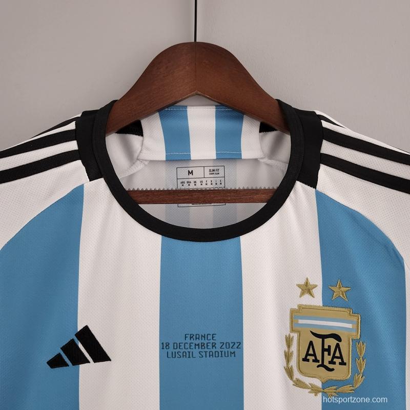2 Stars Argentina Home Final Match Jersey With Full Patch