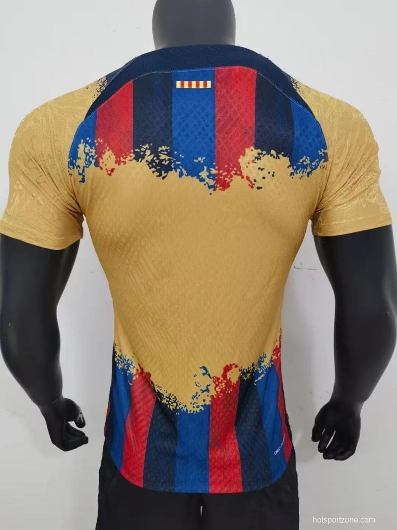 Player Version 23/24 Barcelona Home X Away Mixed Red Yellow Jersey