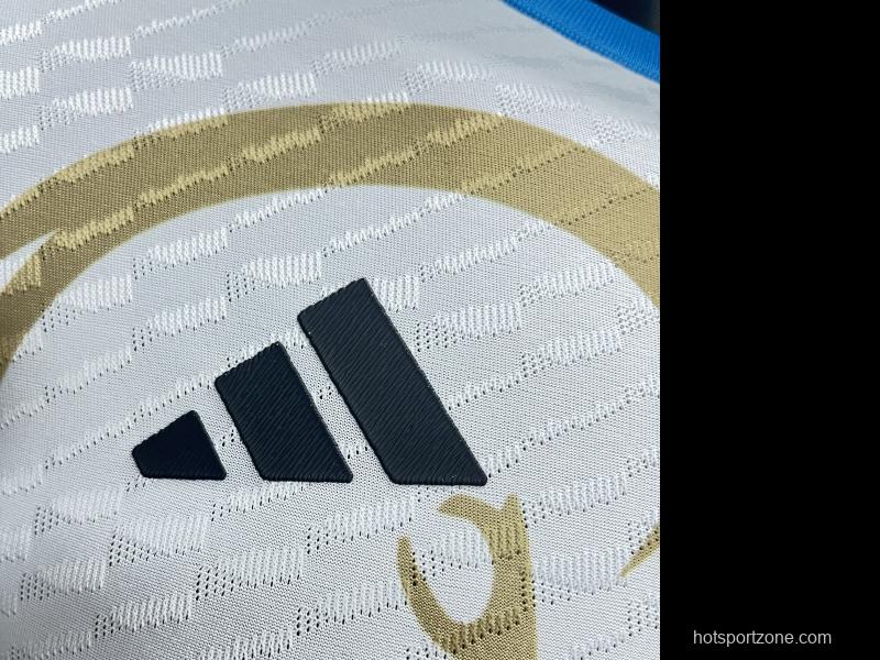 Player Version 3 Stars Argentina White Training Jersey With Number 10 Printing