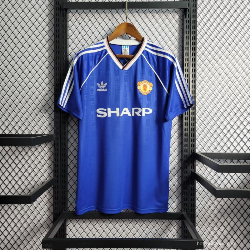 Retro 88/89 Manchester United Away Blue Jersey