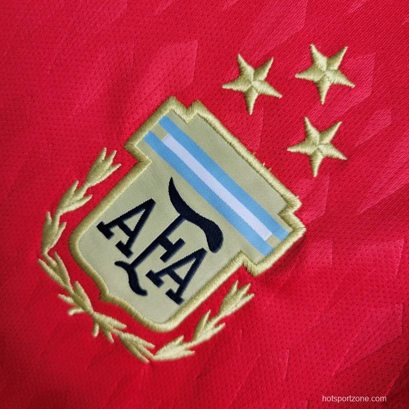 3 Star 2023  Argentina Red Goalkeeper Jersey