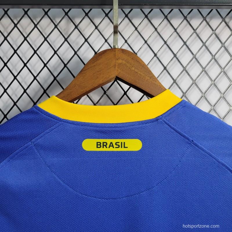 Retro 2010 Brazil Away Blue Jersey