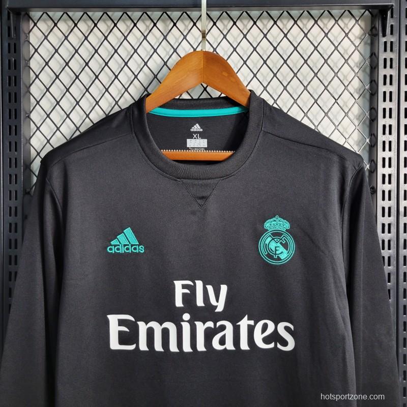 Retro Long Sleeve 17-18 Real Madrid Away Black Jersey