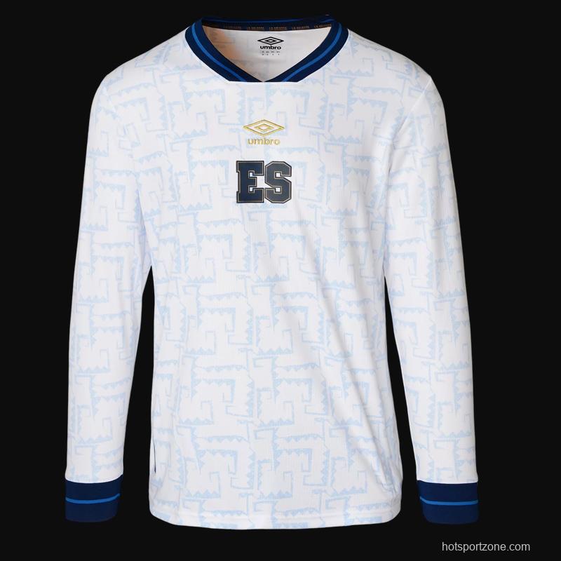 2023 El Salvador Away White Long Sleeve Jersey