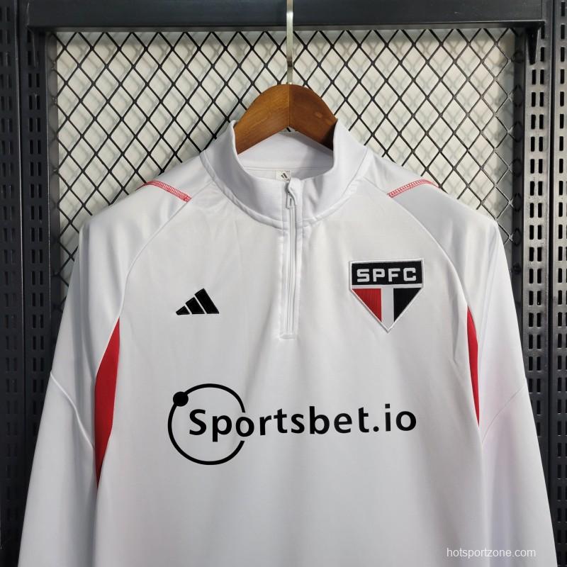 23-24 Sao Paulo White Red Full Zipper Training Jacket