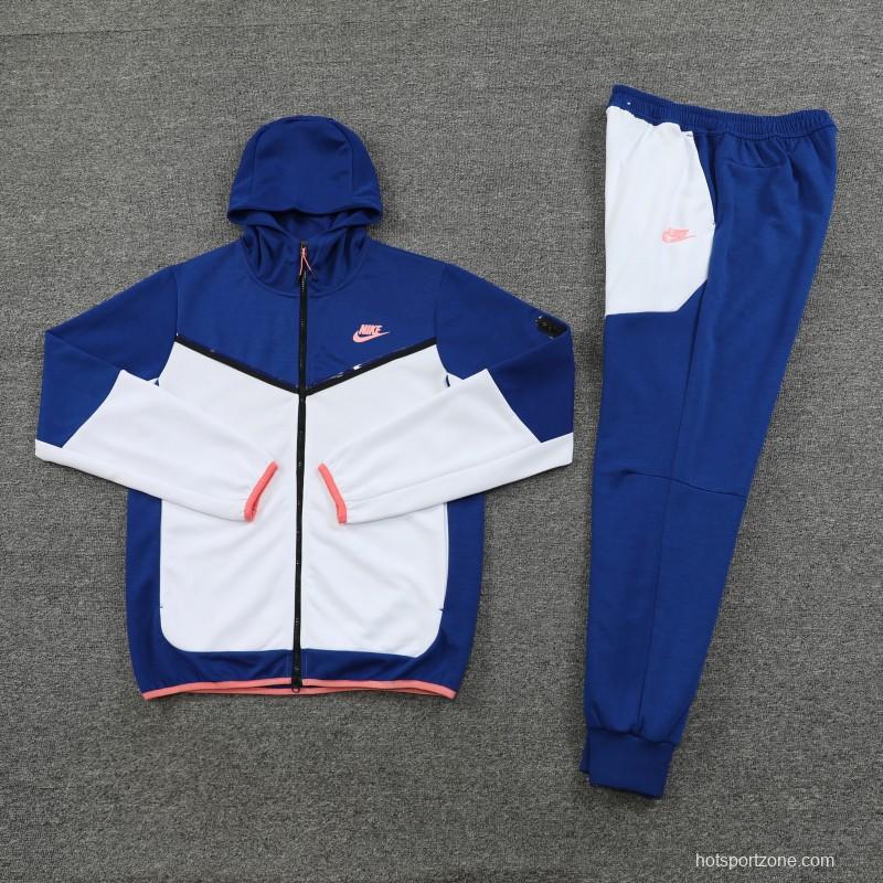 2023 Nike White Blue Full Zipper Hoodie Jacket +Pants