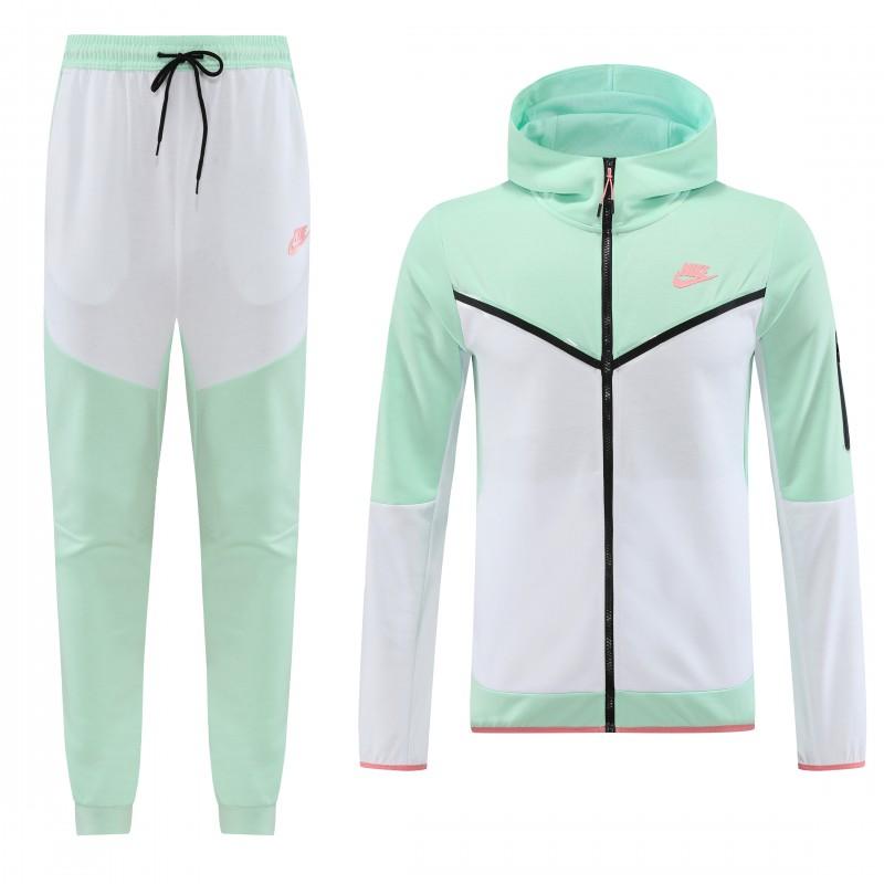 2023 Nike White Green Full Zipper Hoodie Jacket +Pants