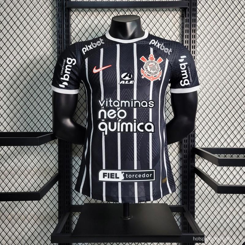 Player Version 23/24 Corinthians Black Away Jersey +All Sponsors