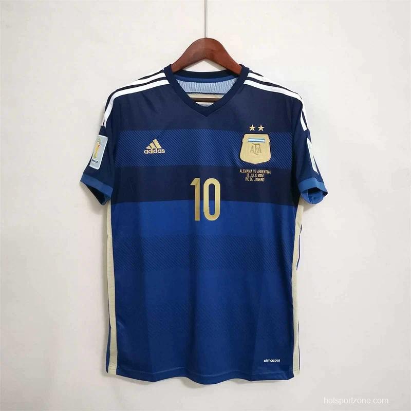 Retro 2014 Argentina Away Messi Jersey With World Cup Patch