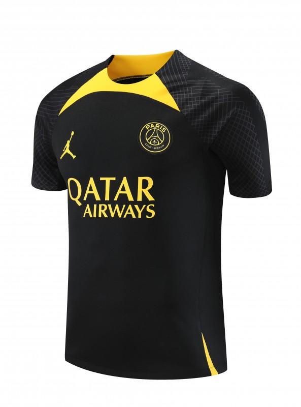 23-24 PSG Black Yellow Short Sleeve+Shorts