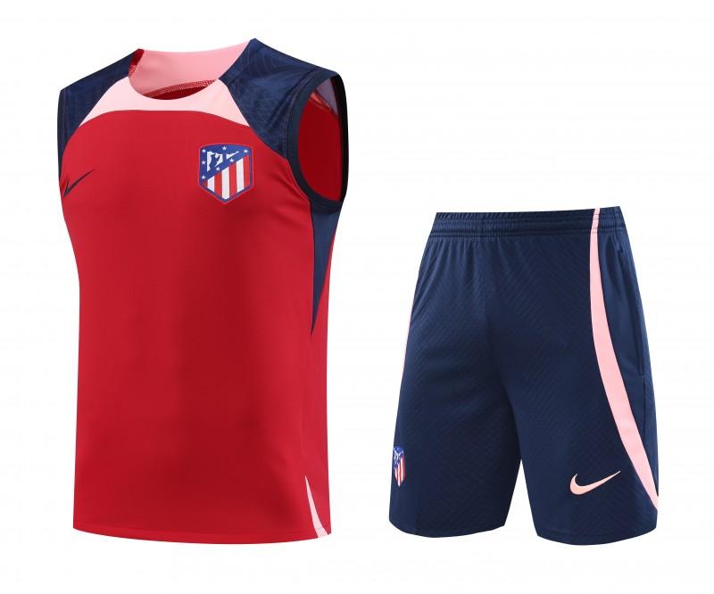 23-24 Atletico Madrid Red Black Vest Jersey+Shorts