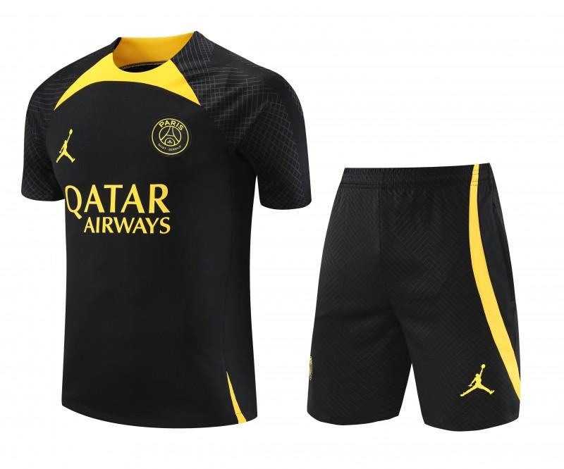 23-24 PSG Black Yellow Short Sleeve+Shorts