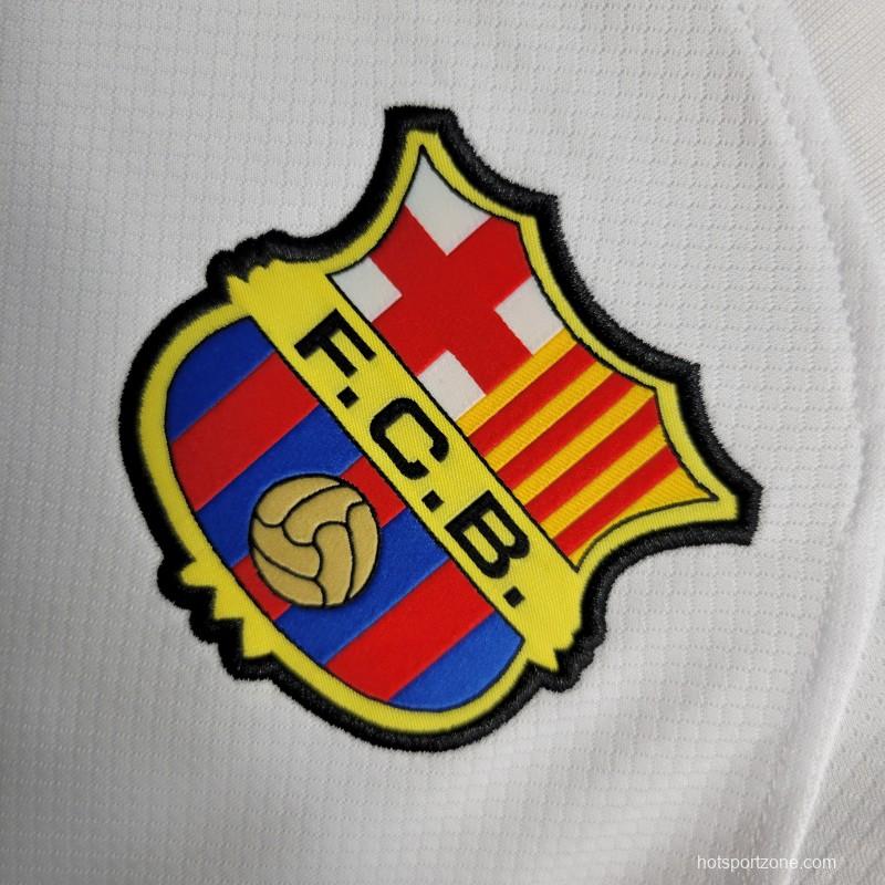 23-24 Barcelona White Away Long Sleeve Jersey