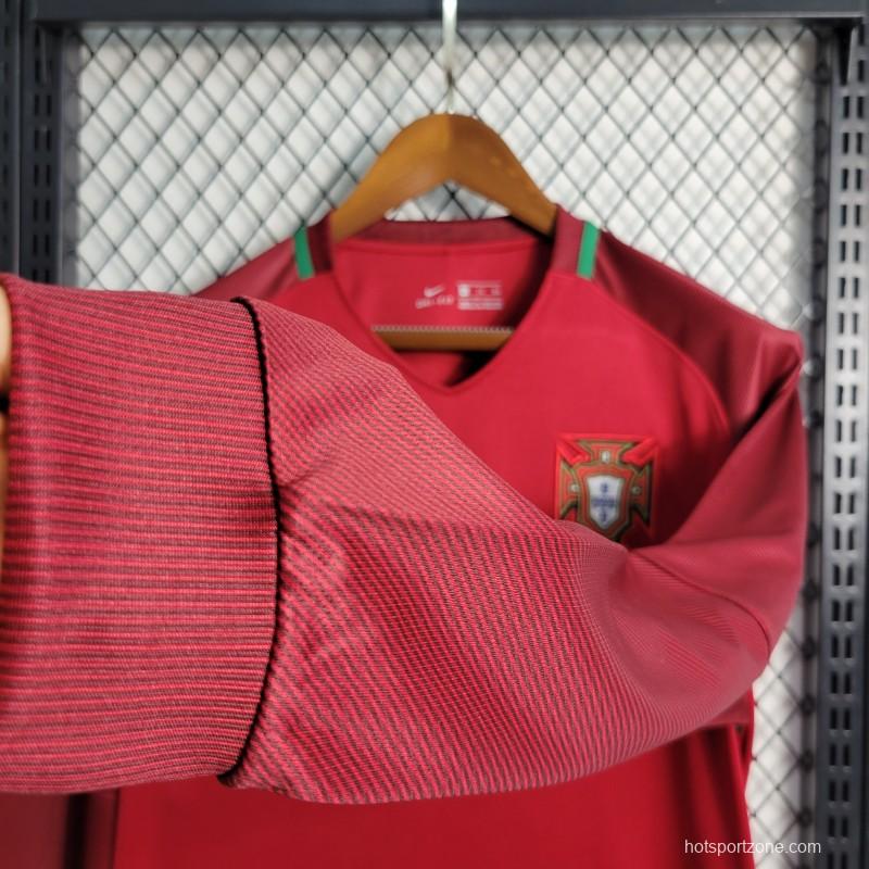 Retro 2016  Portugal Home Long Sleeve Jersey