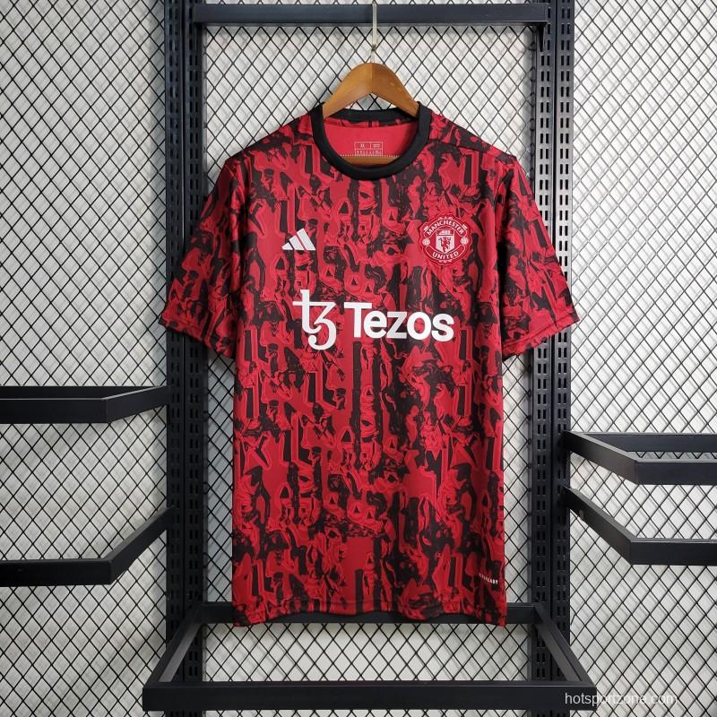 23-24 Manchester United Red Black Training Jersey
