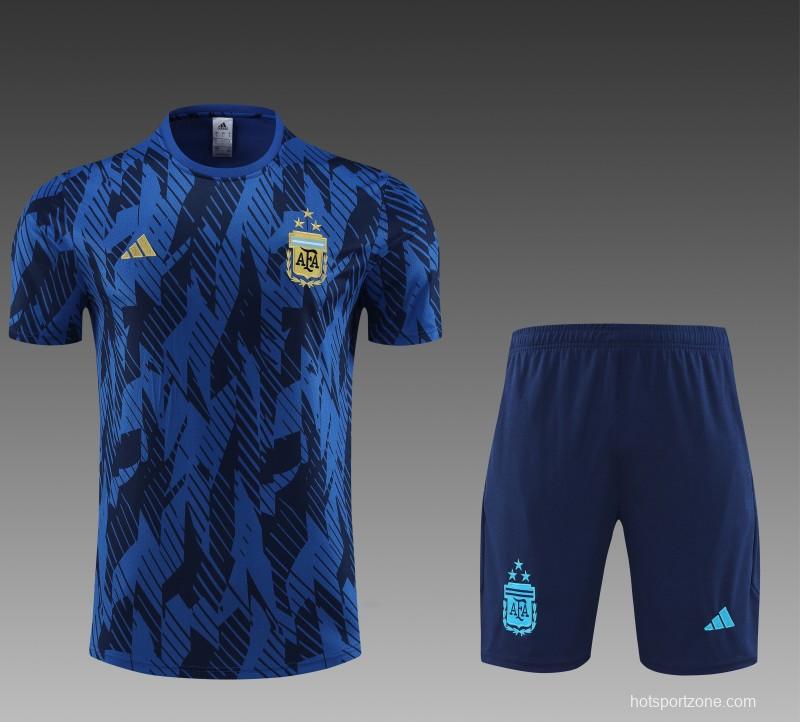 2023 Argentina Navy Stripe Short Sleeve+Shorts