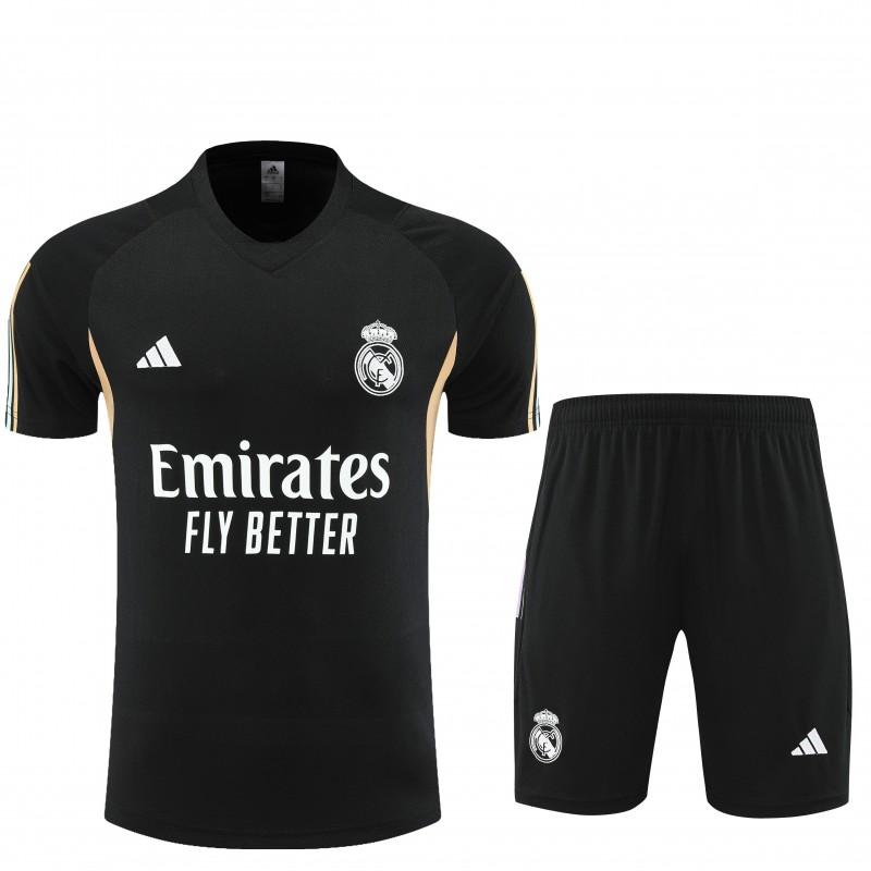 23 24 Real Madrid Black Short Sleeve+Shorts
