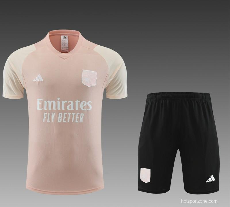 23 24 Olympique Lyonnais Lyon Pink Short Sleeve+Shorts