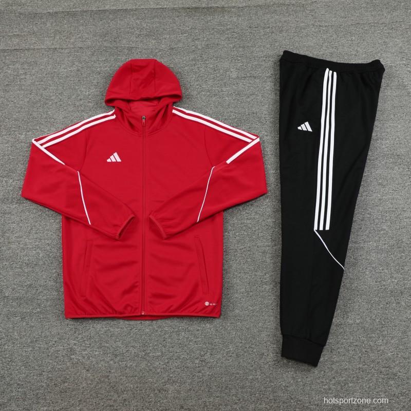 2023 Adidas Red Hoodie Full Zipper Jacket +Pants