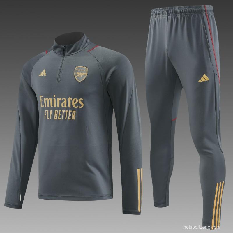 23/24 Arsenal Grey Half Zipper Jacket+Pants