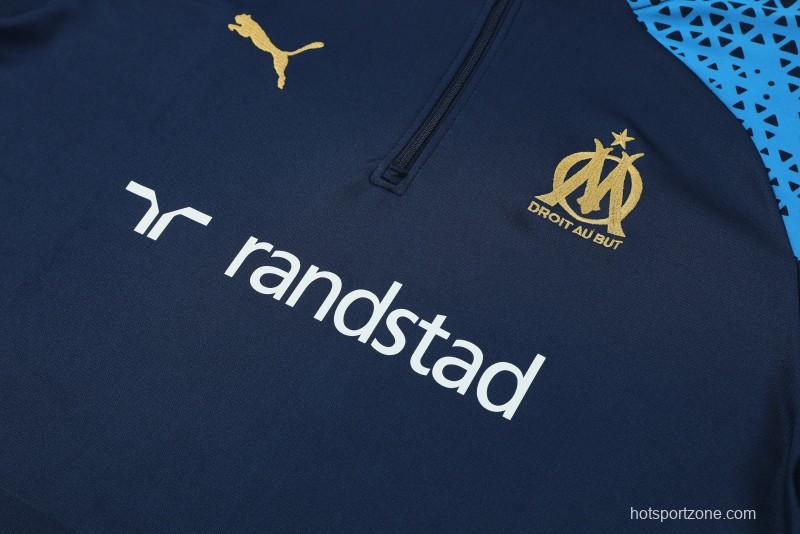 23/24 Olympique Marseille Navy Half Zipper Jacket+ Pants