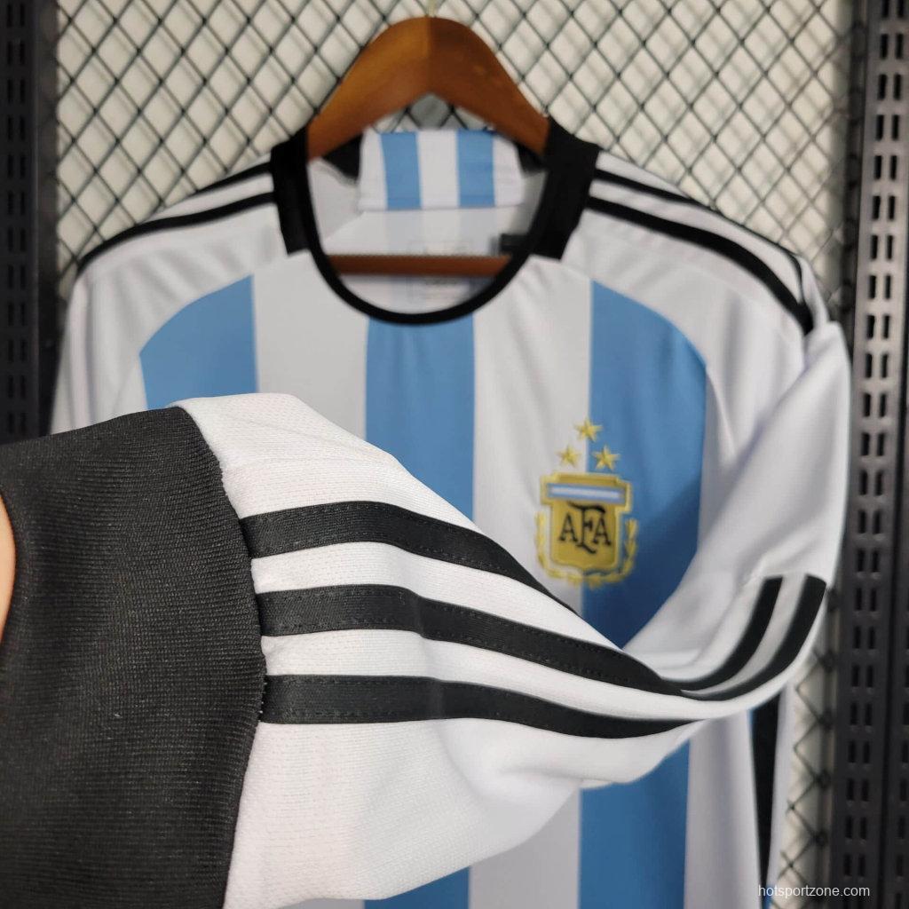 3 Stars 2022 Argentina Home Long Sleeve Jersey