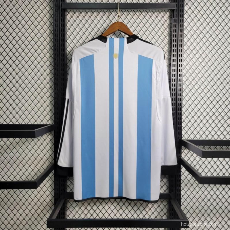 3 Stars 2022 Argentina Home Long Sleeve Jersey