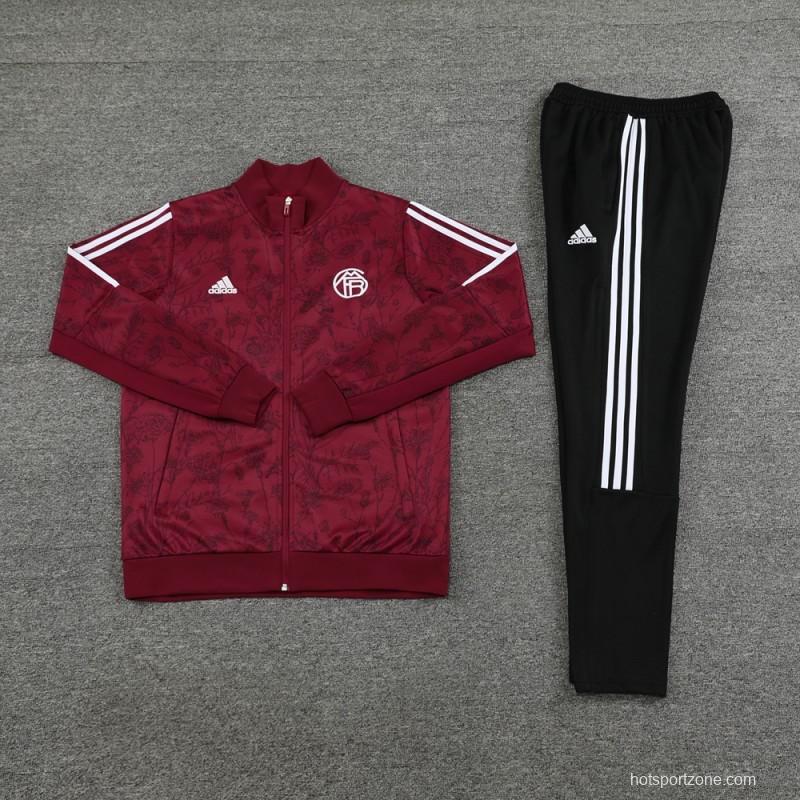 23/24 Bayern Munich Wine Full Zipper Jacket+Pants